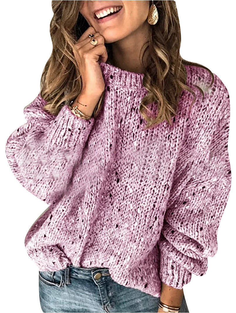 Women’s Knitted Sweater – Fashion Solid Color Casual Pullover