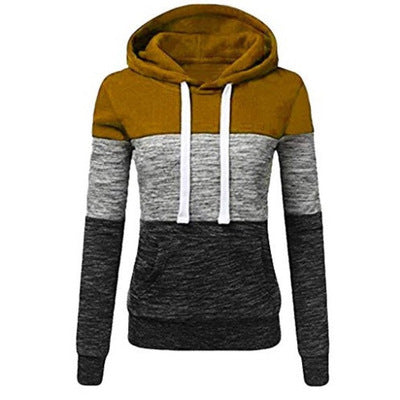 Colorblock Hooded Drawstring Sweater