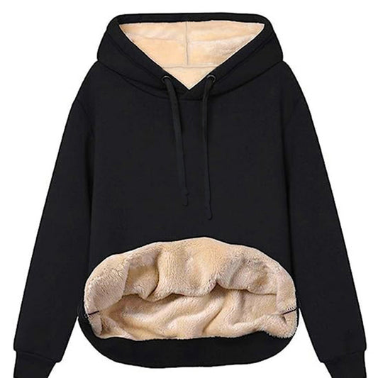 Warm Berber Fleece Pocket Hooded Sweatshirt Coat