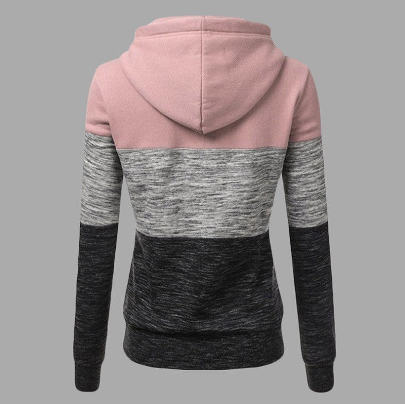 Colorblock Hooded Drawstring Sweater