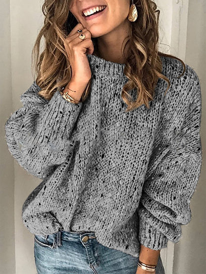 Women’s Knitted Sweater – Fashion Solid Color Casual Pullover