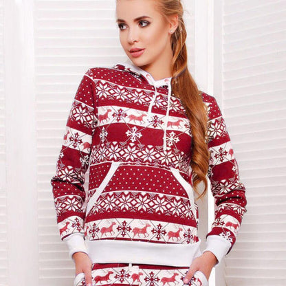 Autumn Winter Christmas Hooded Long Sleeve Sweater Women