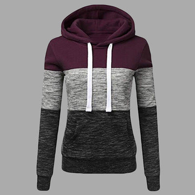 Colorblock Hooded Drawstring Sweater