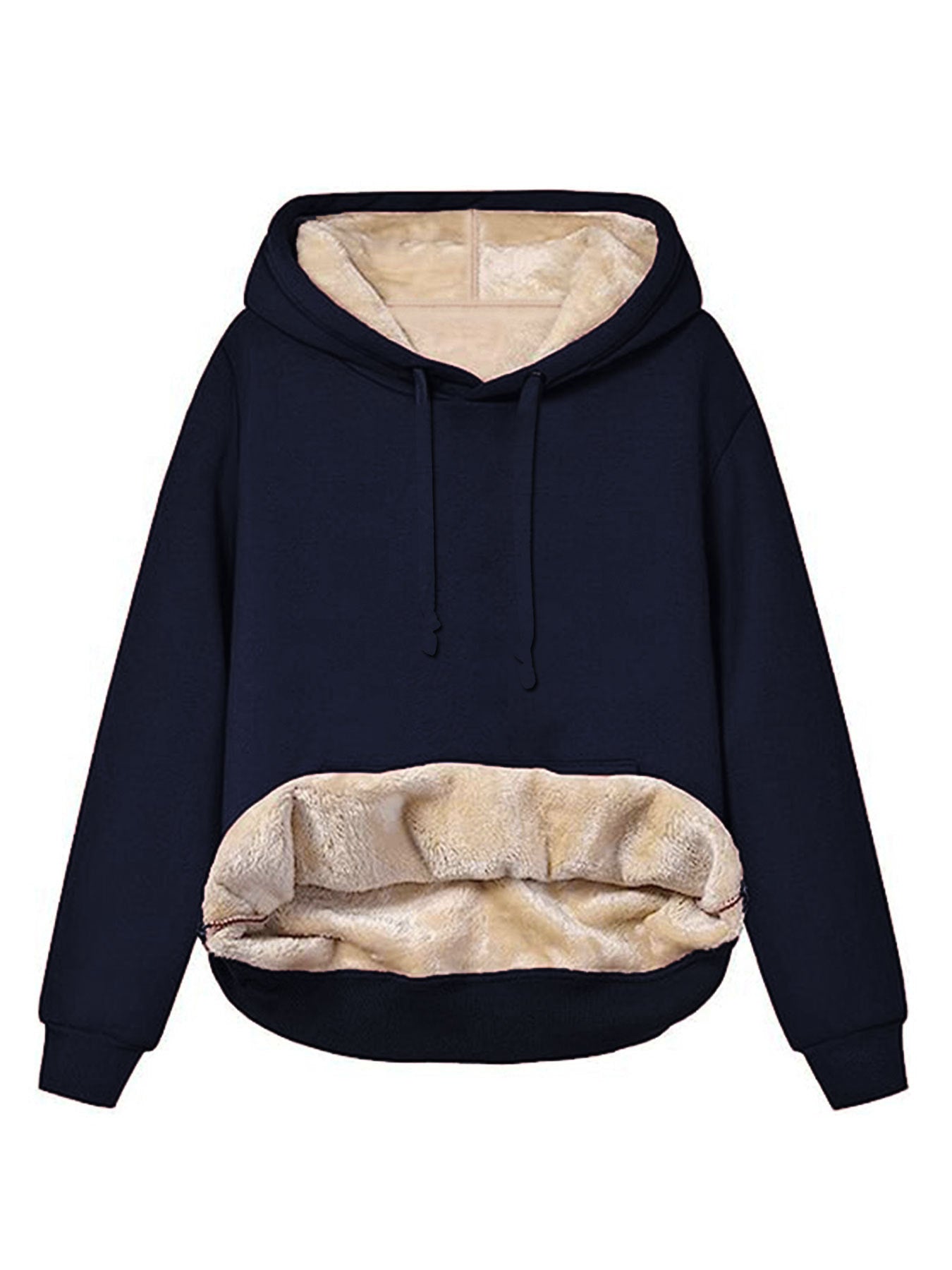 Warm Berber Fleece Pocket Hooded Sweatshirt Coat