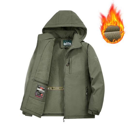 New Men's Detachable Hooded Thickened Cotton Jacket With Fleece For Warmth