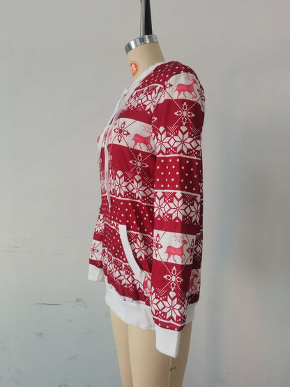Autumn Winter Christmas Hooded Long Sleeve Sweater Women