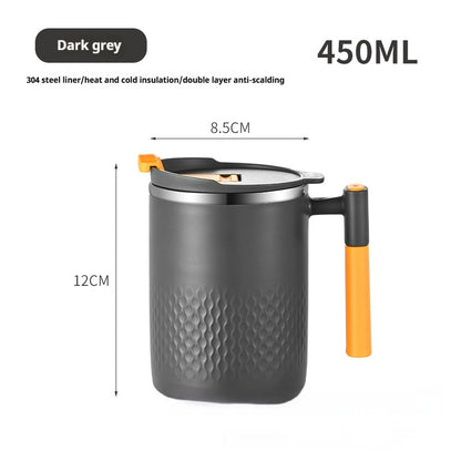 New Double-layer Stainless Steel Liner Mug With Lid Anti-scald Cup Office Tumbler