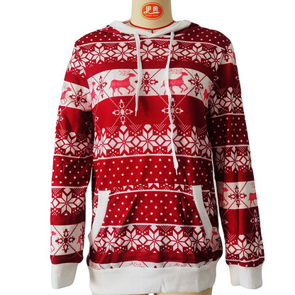 Autumn Winter Christmas Hooded Long Sleeve Sweater Women