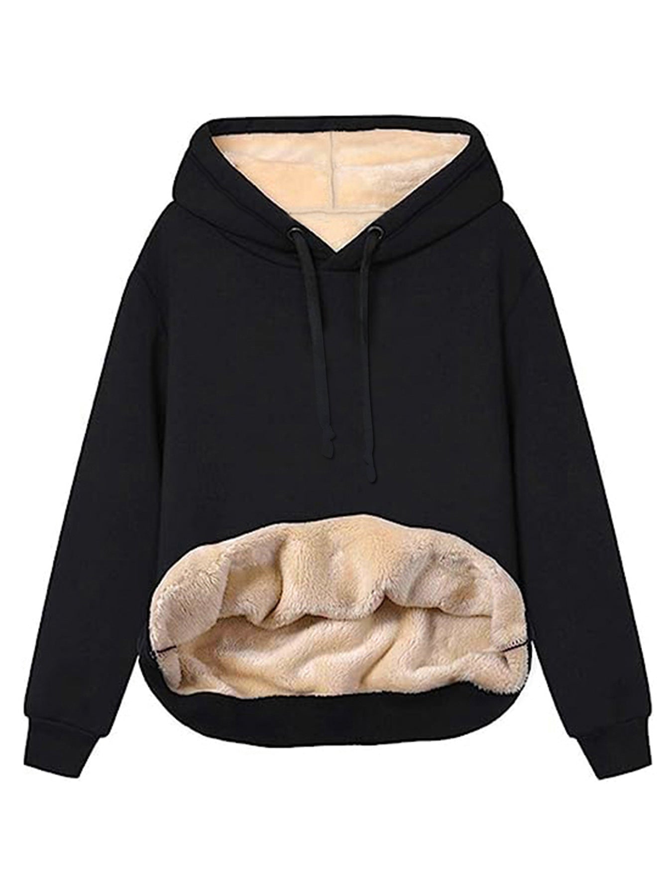 Warm Berber Fleece Pocket Hooded Sweatshirt Coat