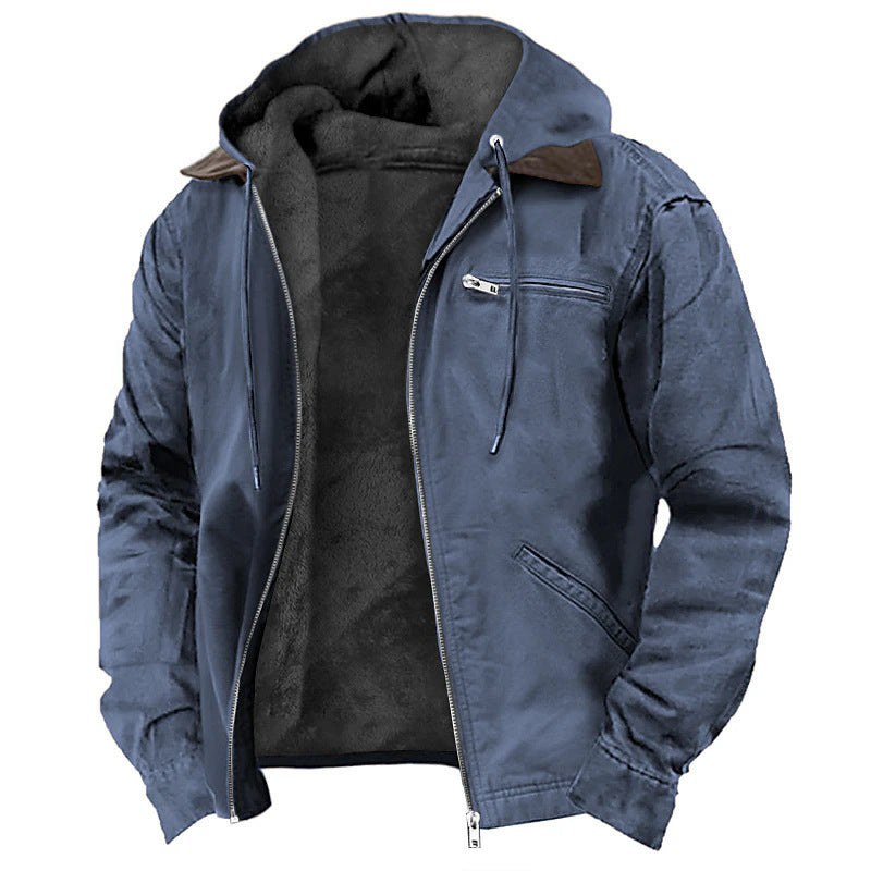 Winter Hooded Coat With Pockets Fashion Men's Clothing