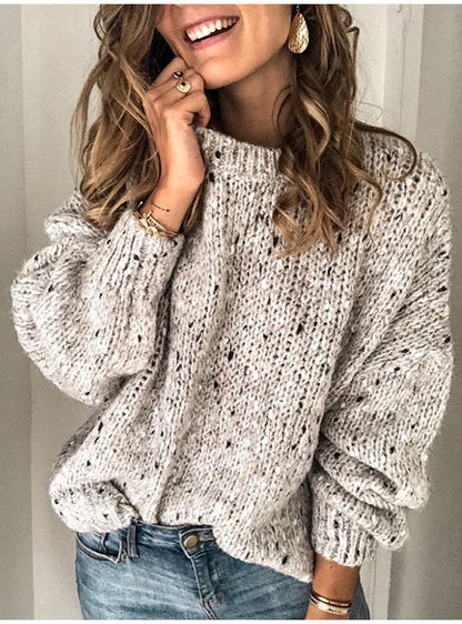 Women’s Knitted Sweater – Fashion Solid Color Casual Pullover