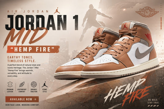 Jordan 1 Mid "HEMP FIRE"