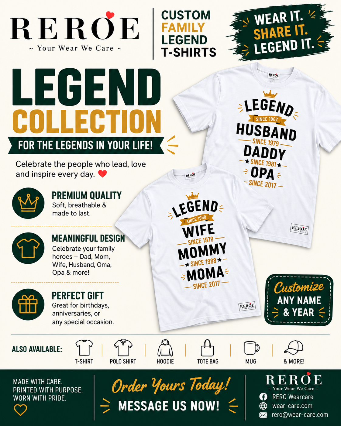 Customized LEGEND Shirts