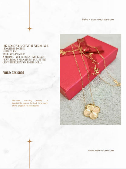 18K Gold VCA Center Necklace – Minimal Elegance with Signature Style