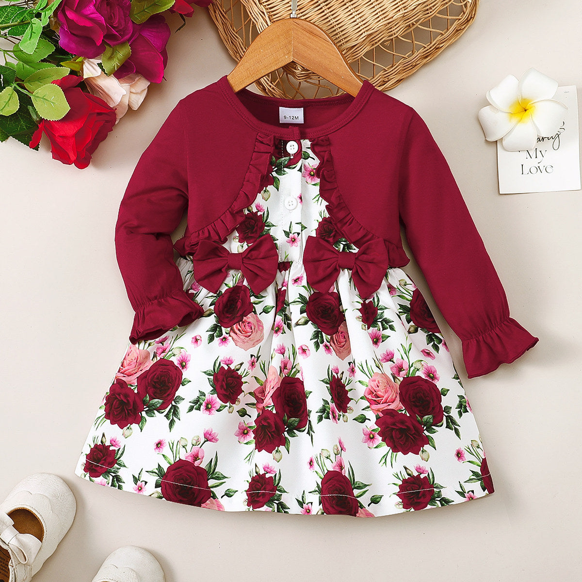 Girls Fashion Casual Floral Long Sleeve Dress