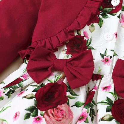 Girls Fashion Casual Floral Long Sleeve Dress