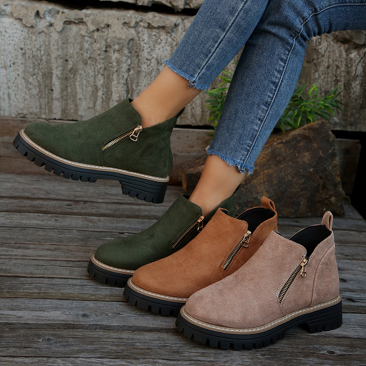 Autumn Winter Suede Shoes Women