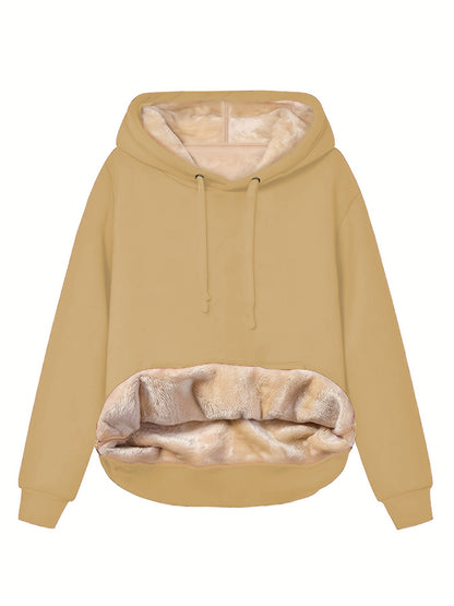 Warm Berber Fleece Pocket Hooded Sweatshirt Coat