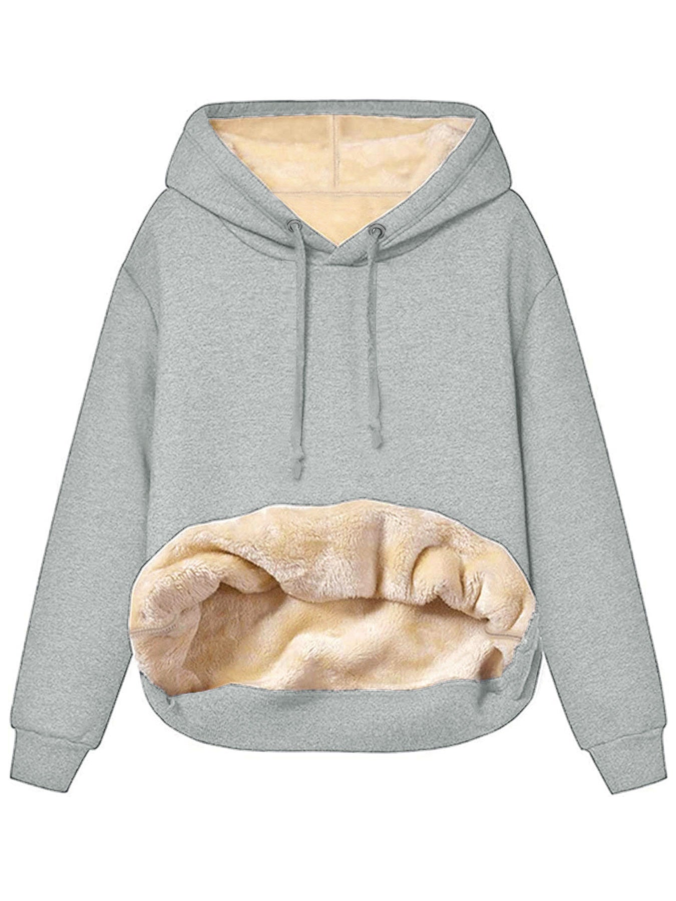 Warm Berber Fleece Pocket Hooded Sweatshirt Coat