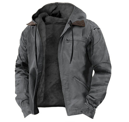 Winter Hooded Coat With Pockets Fashion Men's Clothing