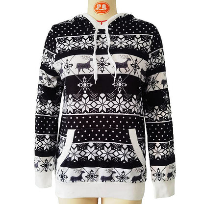 Autumn Winter Christmas Hooded Long Sleeve Sweater Women