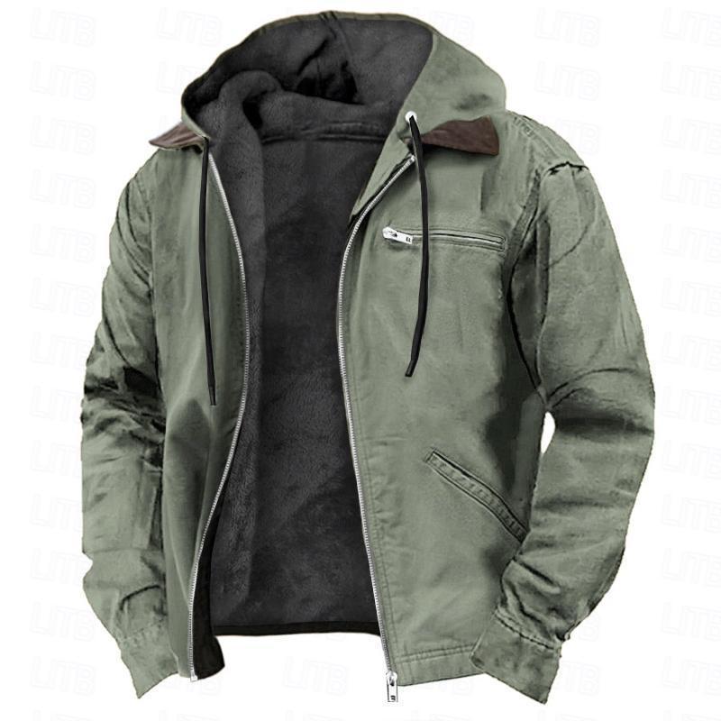Winter Hooded Coat With Pockets Fashion Men's Clothing