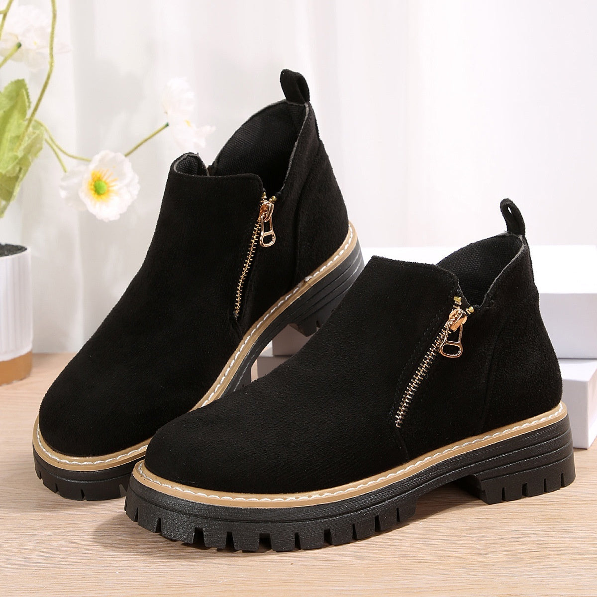 Autumn Winter Suede Shoes Women