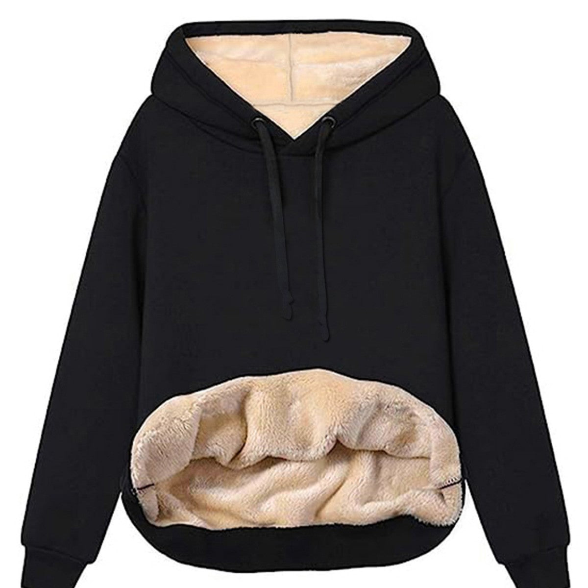 Warm Berber Fleece Pocket Hooded Sweatshirt Coat