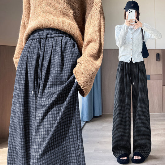 Chic Plaid Straight Pants