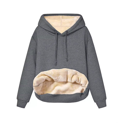 Warm Berber Fleece Pocket Hooded Sweatshirt Coat
